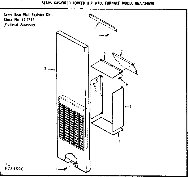 Rear wall register kit stock no. 42-7312
