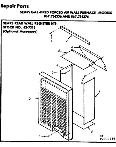 Rear wall register kit