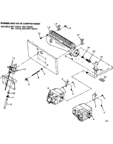 Burner and valve compartment
