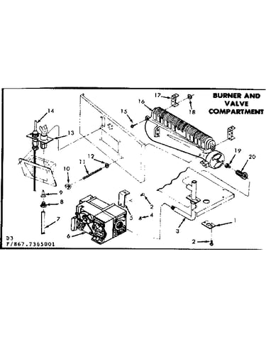 Burner and valve compartment
