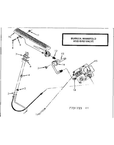 Burner, manifold & gas valve