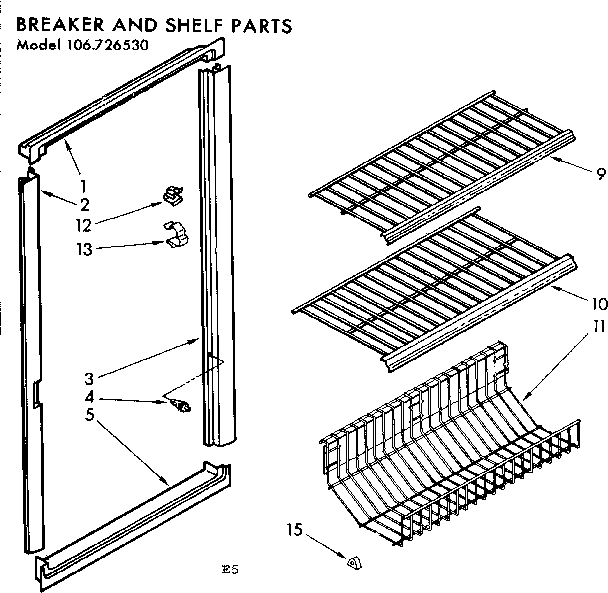 Freezer breaker and shelf parts