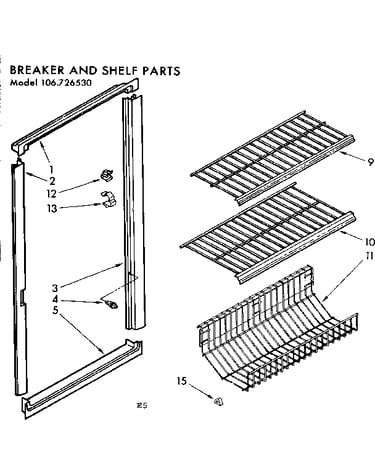 Freezer breaker and shelf parts