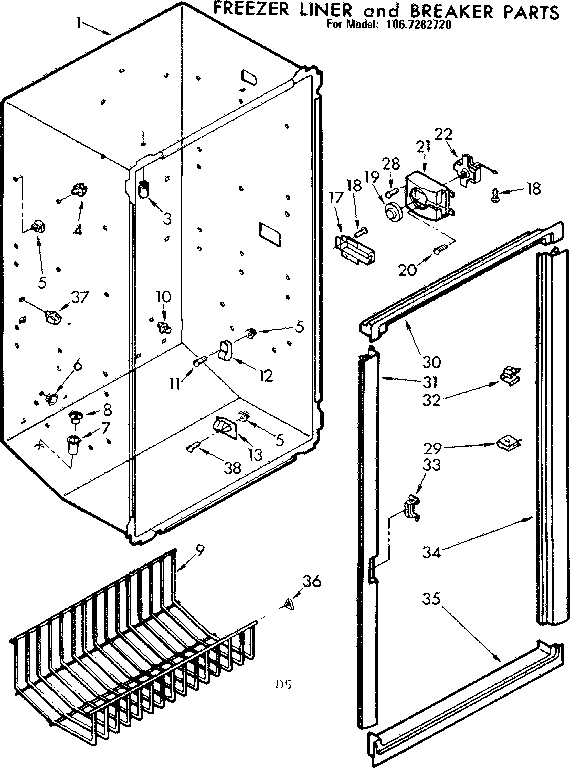 Freezer liner and breaker parts