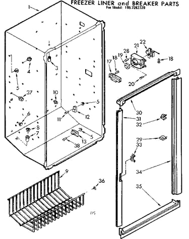 Freezer liner and breaker parts