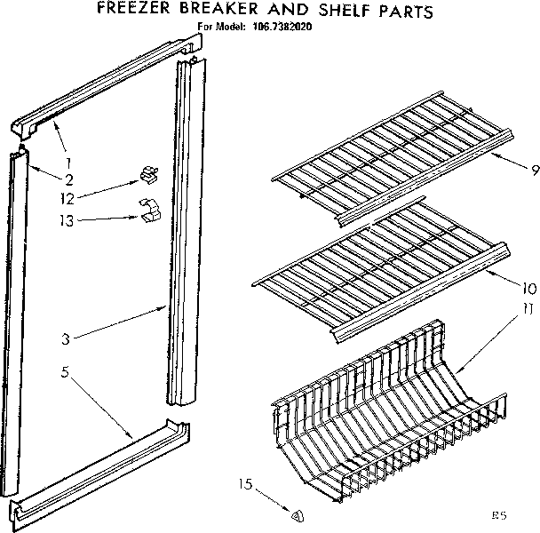 Freezer breaker and shelf parts