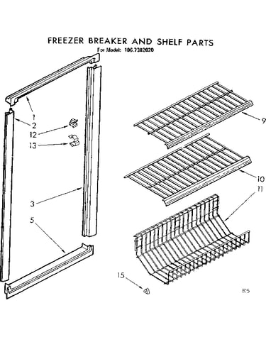 Freezer breaker and shelf parts
