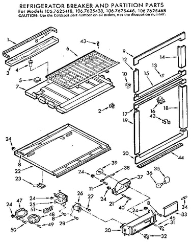 Refrigerator breaker and partition