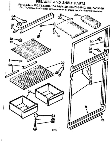 Breaker and shelf parts