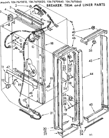 Breaker, trim and liner parts