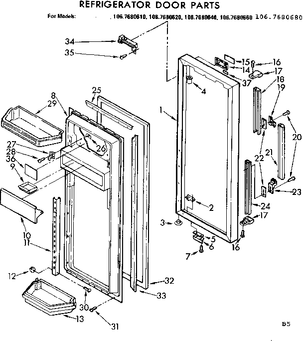 Refrigerator door parts