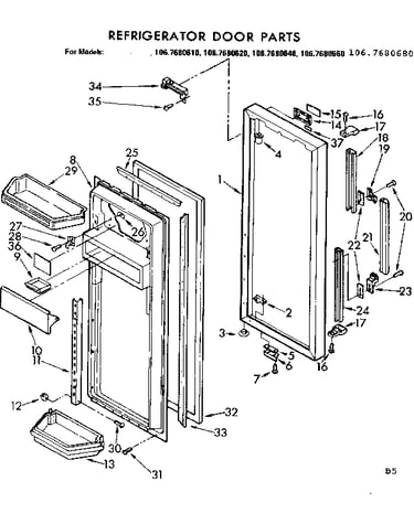 Refrigerator door parts