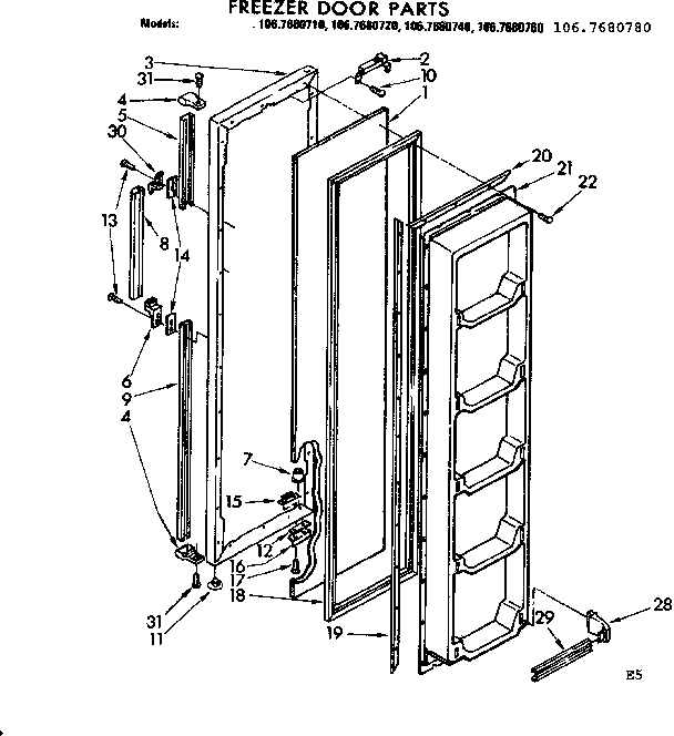 Freezer door parts