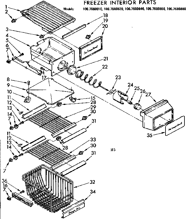 Freezer interior parts
