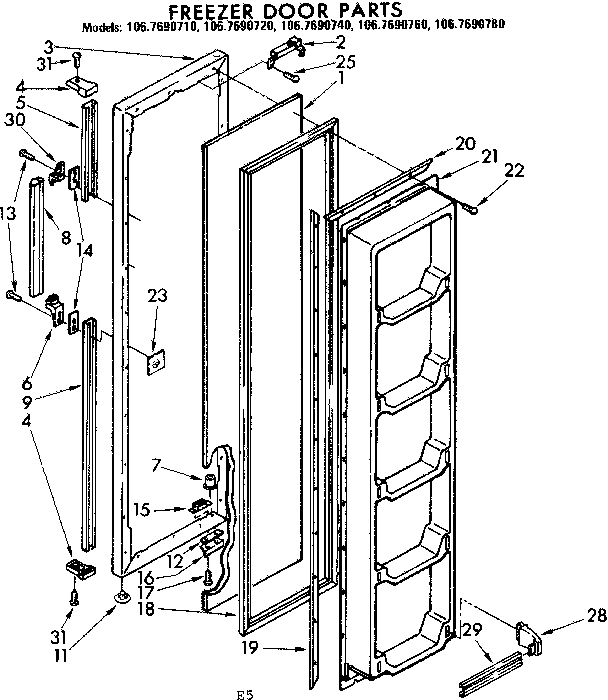 Freezer door parts