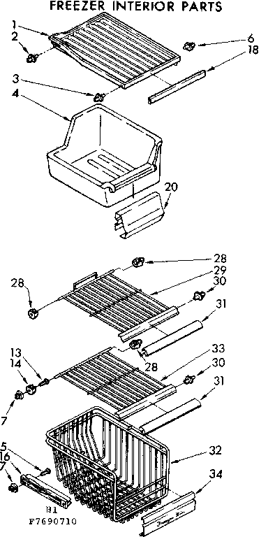 Freezer interior parts