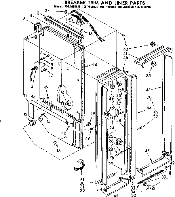 Breaker trim and liner parts