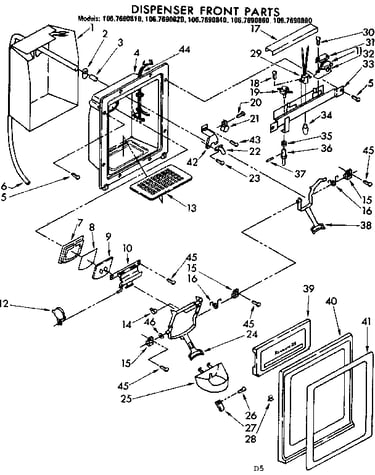 Dispenser front parts
