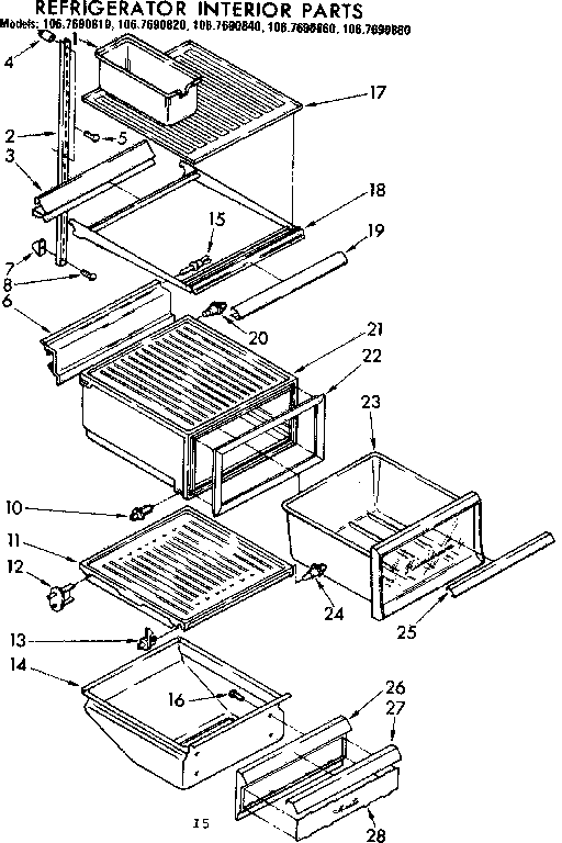 REFRIGERATOR SHELVING AND DRAWERS