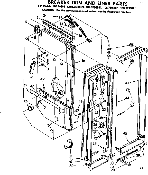 Breaker trim and liner parts