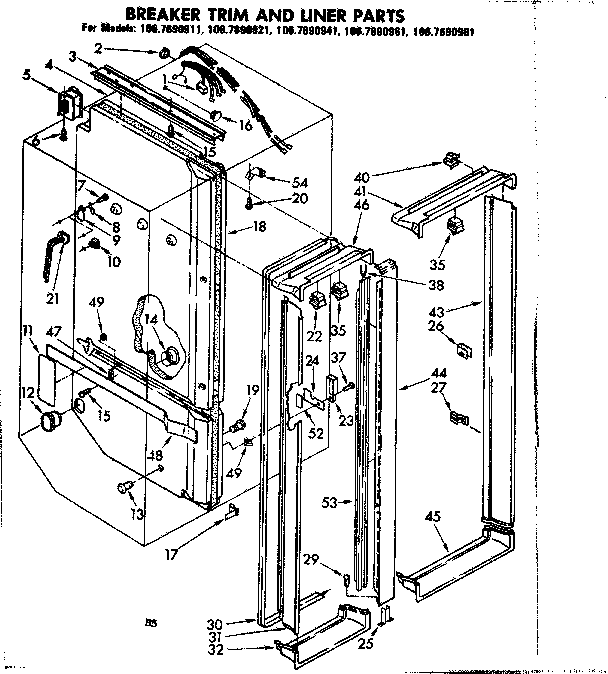 Breaker trim and liner parts
