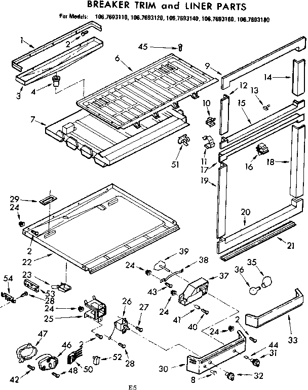 Breaker trim and liner parts