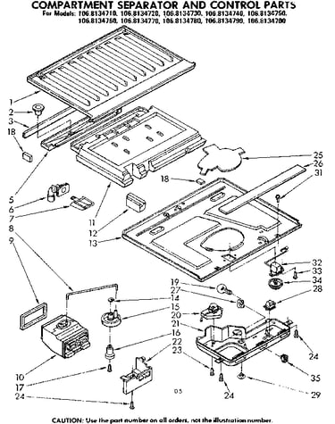 Compartment separator and control parts