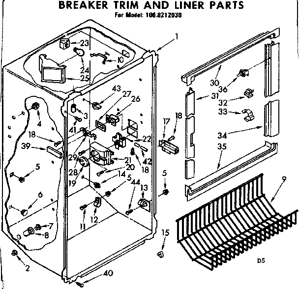 Breaker trim and liner parts
