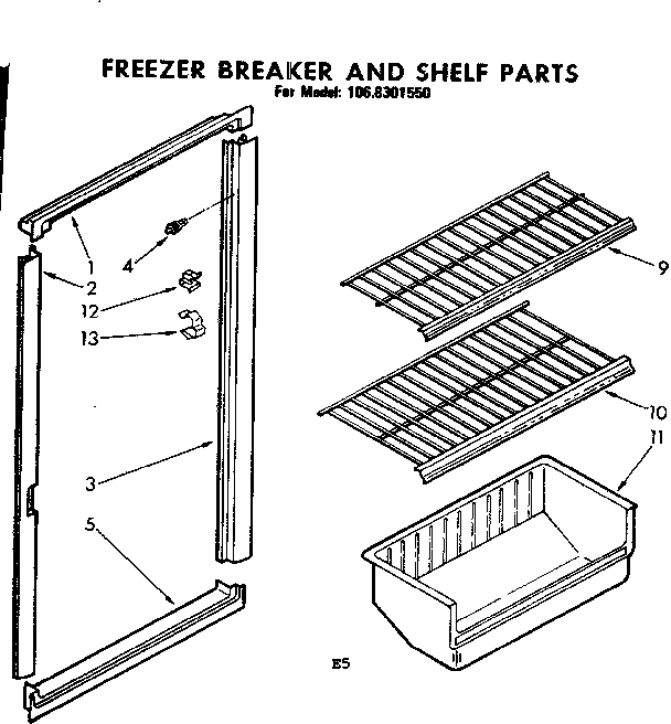 Freezer breaker and shelf parts