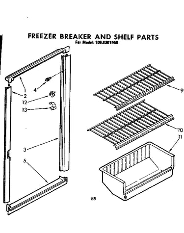 Freezer breaker and shelf parts
