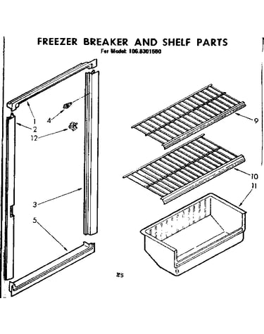 Freezer breaker and shelf parts