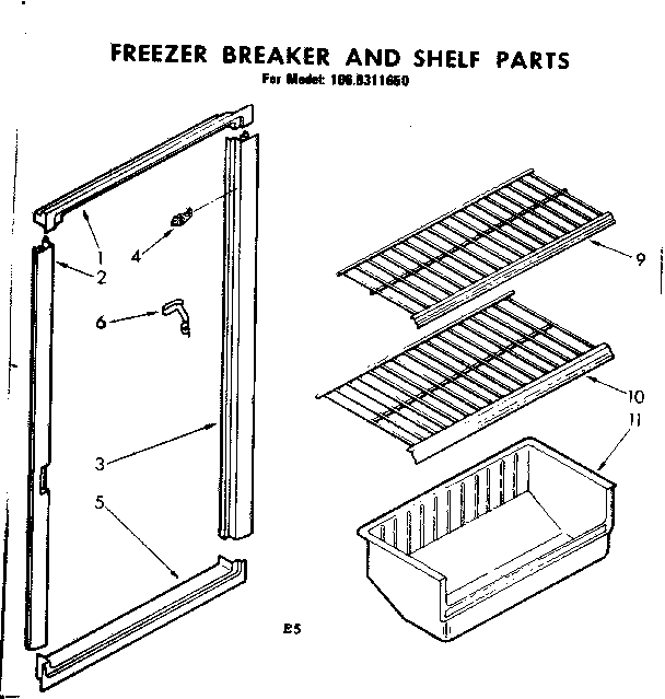 Freezer breaker & shelf parts