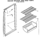 Kenmore 1068311651 freezer breaker and shelf parts diagram