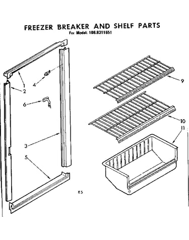 Freezer breaker and shelf parts