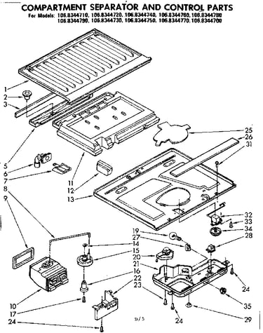 Compartment separator and control parts