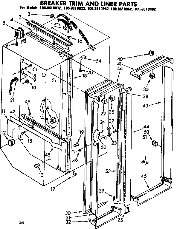 Breaker trim and liner parts