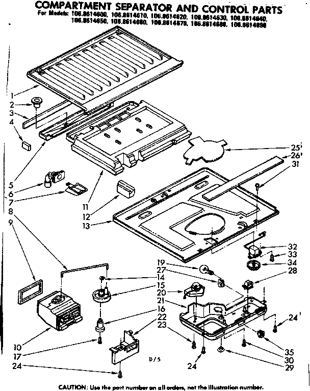 Compartment separator & control parts