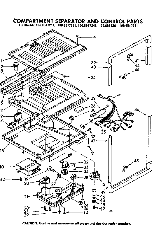 Compartment separator and control parts