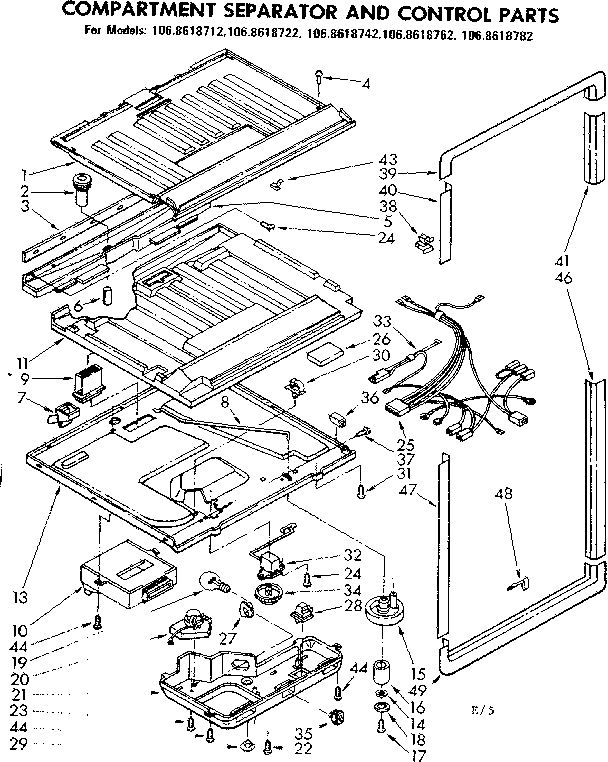 Compartment separator and control parts