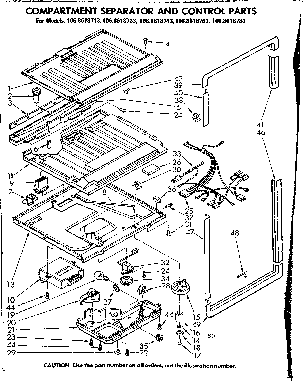 Compartment separator and control parts