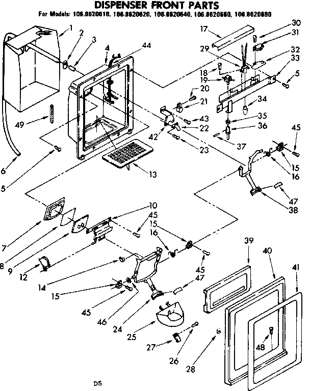 Dispenser front parts