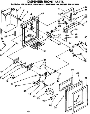 Dispenser front parts