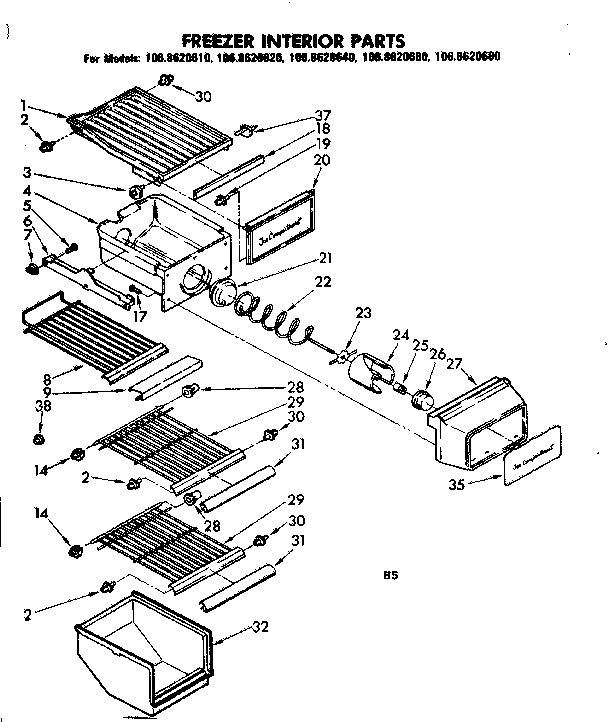 Freezer interior parts