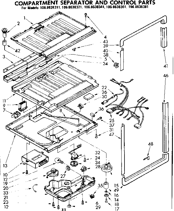 Compartment separator and control parts
