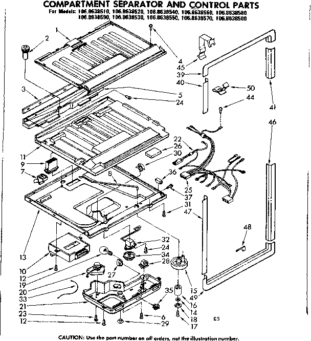 Compartment separator and control parts