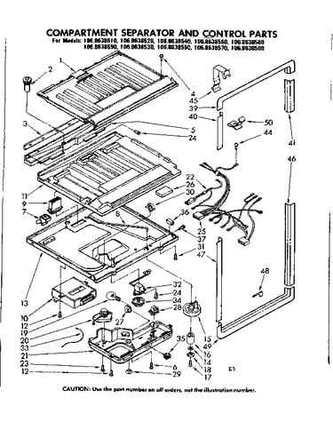 Compartment separator and control parts
