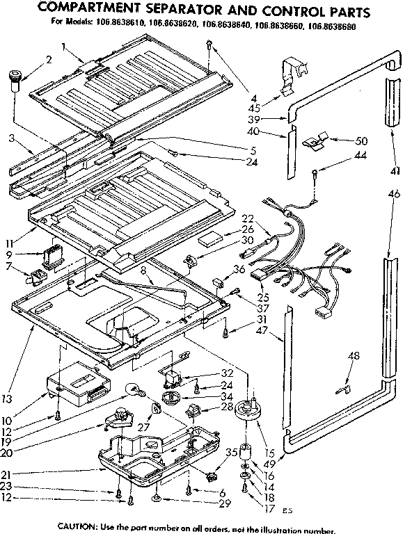 Compartment separator and control parts
