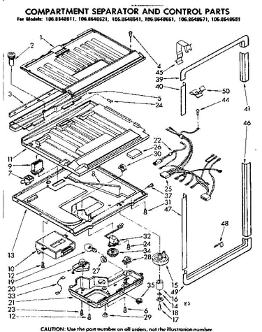 Compartment separator & control parts