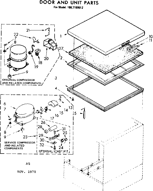 Door and unit parts