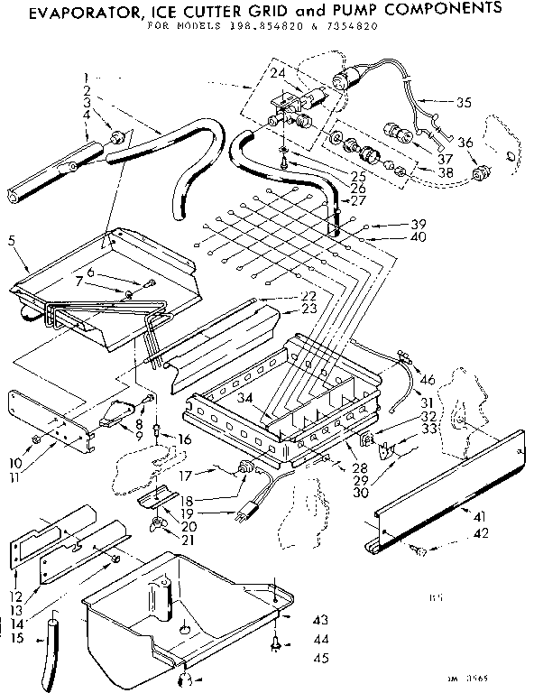 EVAPORATOR, ICE CUTTER GRID AND PUMP COMPONENTS